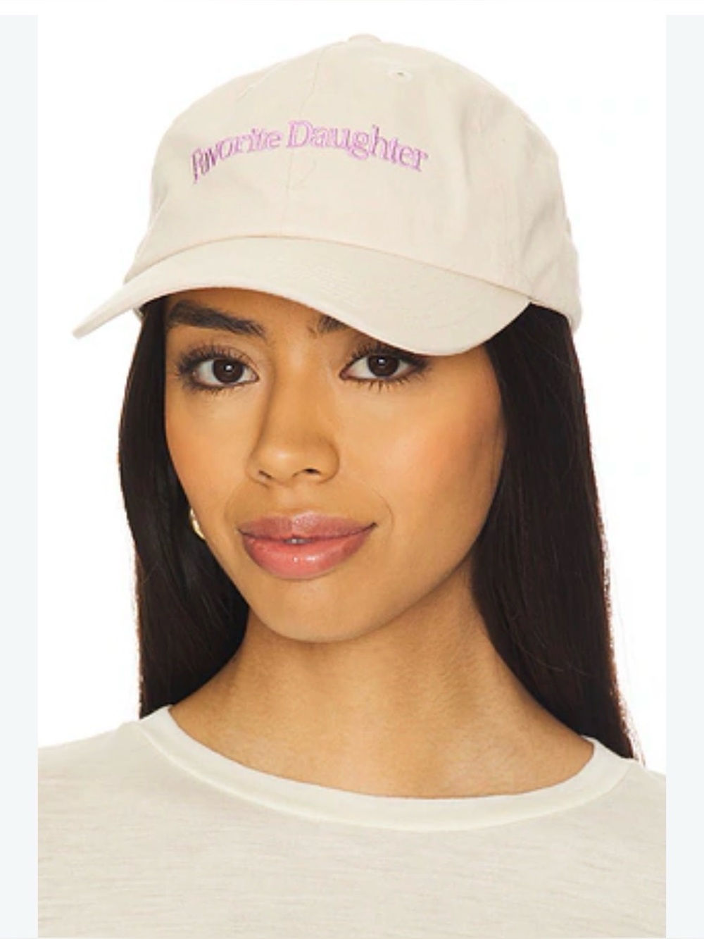 Favorite Daughter Baseball Cap - Cream with Purple Embroidery